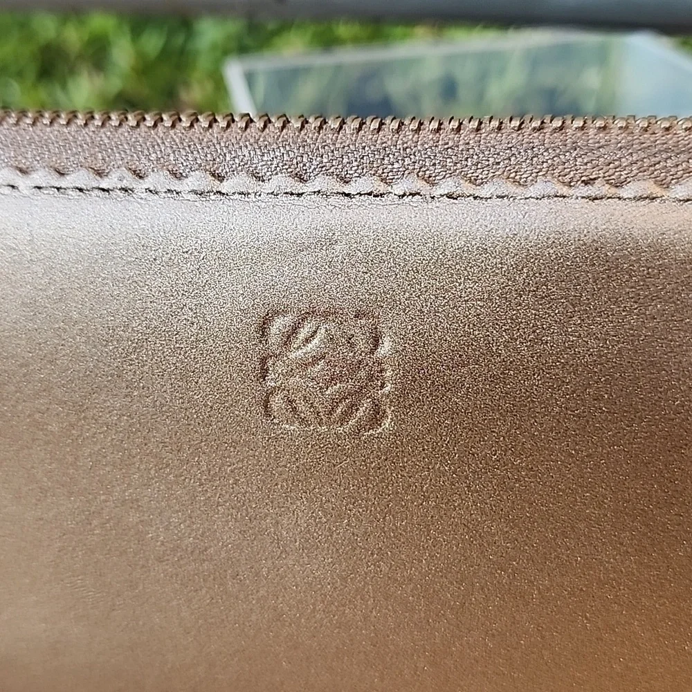 LOEWE Anagram Tassel Women's Long Wallet Champagne Gold Leather
